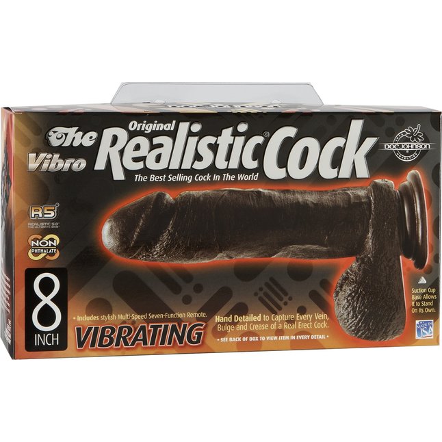Реалистичный темнокожий вибратор на присоске - 19,3 см - The Realistic Cock. Фотография 2.