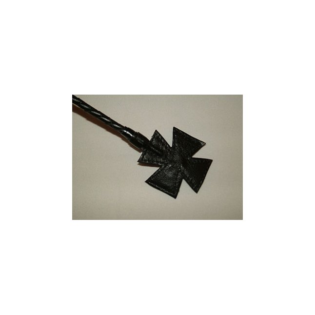 Чёрный плетеный стек с крестом на конце - 70 см