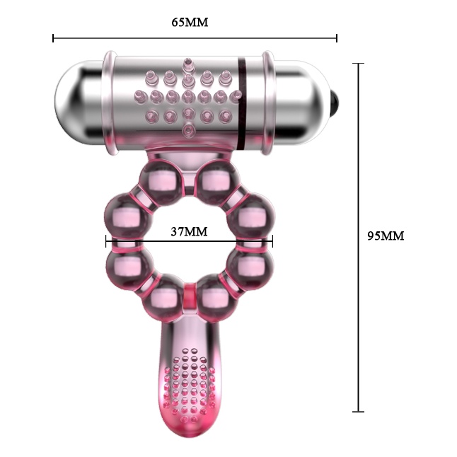 Розовое эрекционное кольцо с вибростимуляцией клитора Baile. Фотография 3.