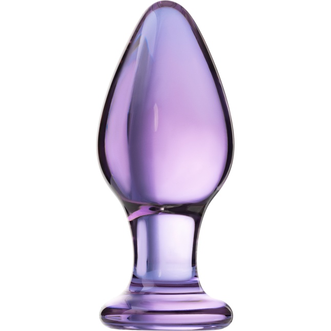 Фиолетовая стеклянная анальная пробка - 10 см - Sexus Glass