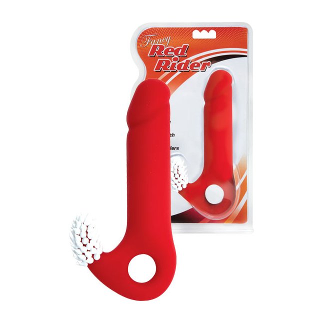 Красная вагинальная втулка с клиторальным стимулятором - Fancy