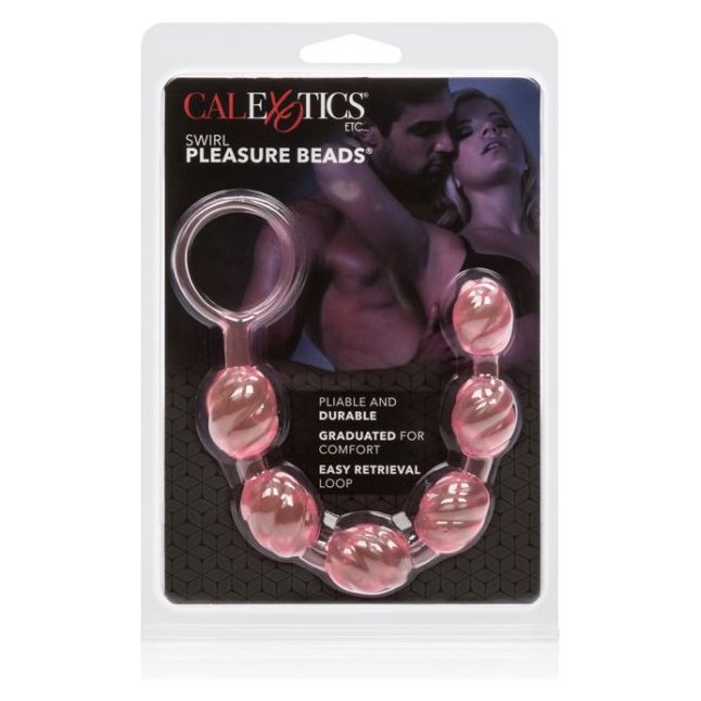Розовая анальная цепочка Swirl Pleasure Beads - 20 см - Beads. Фотография 2.