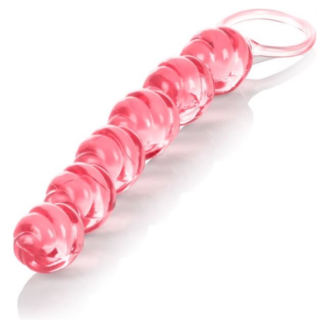 Розовая анальная цепочка Swirl Pleasure Beads - 20 см - Beads. Фотография 3.