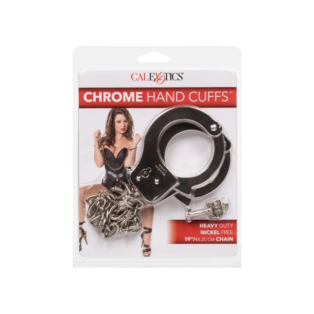 Металлические наручники с 2 ключами Chrome Hand Cuffs. Фотография 2.