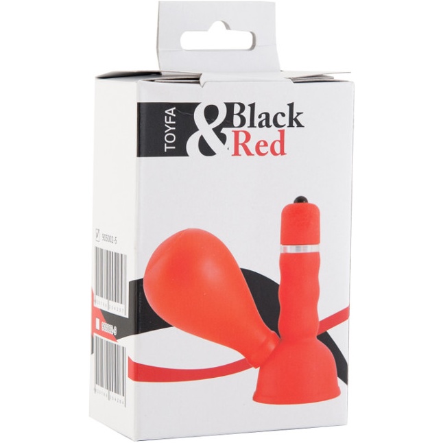 Красный вибратор с грушей на сосок - Black Red. Фотография 2.