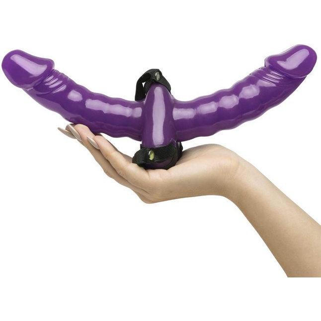 Фиолетовый страпон Double Delight Strap-on с вагинальной пробкой - 15 см - Fetish Fantasy Series. Фотография 2.