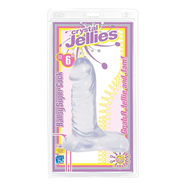 Прозрачный гелевый фаллоимитатор с мошонкой - 15 см - Crystal Jellies. Фотография 2.