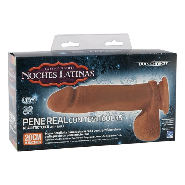 Смуглый пенис NOCHES LATINAS с мошонкой - 19 см - Noches Latinas. Фотография 2.