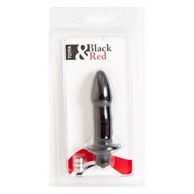 Чёрная вагинально-анальная вибровтулка - 8 см - Black Red. Фотография 2.