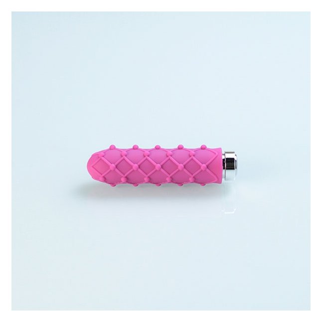 Розовый вибромассажер с рельефной поверхностью серии Charms Lace - Raspberry Pink - Key