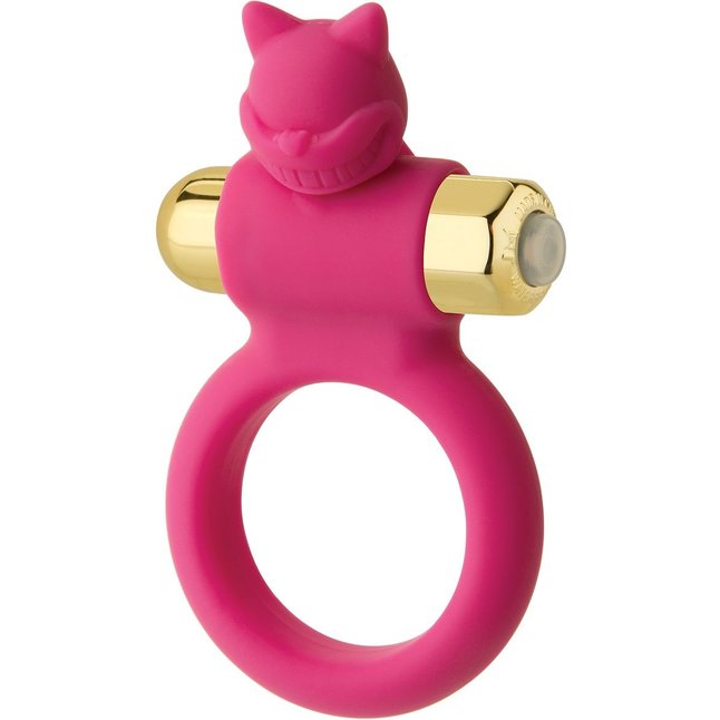Розовое эрекционное кольцо с вибростимулятором The Kinky Kat - WonderLand