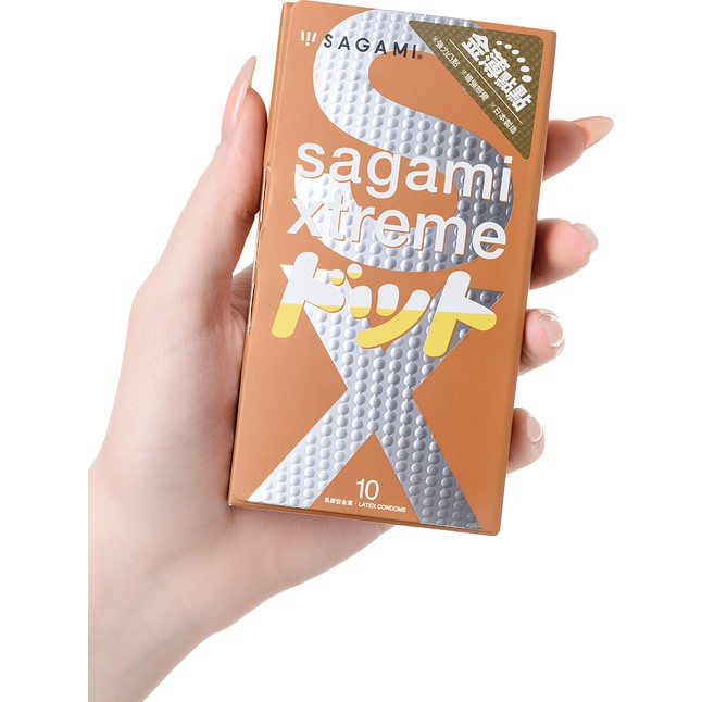 Презервативы Sagami Xtreme Feel Up с точечной текстурой и линиями прилегания - 10 шт - Sagami Xtreme. Фотография 2.