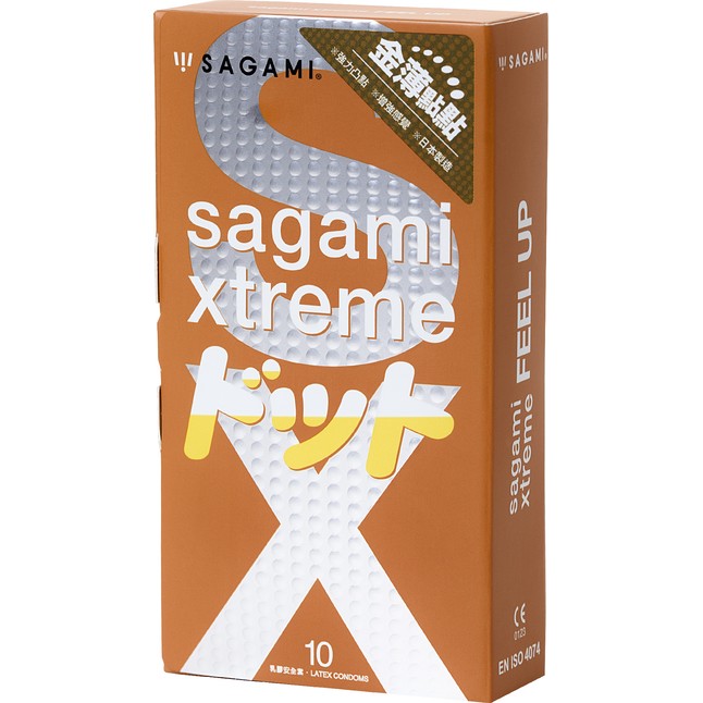Презервативы Sagami Xtreme Feel Up с точечной текстурой и линиями прилегания - 10 шт - Sagami Xtreme