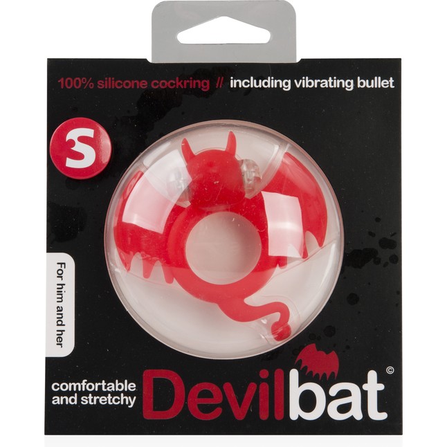Красное эрекционное кольцо Devil Bat - S-line. Фотография 2.