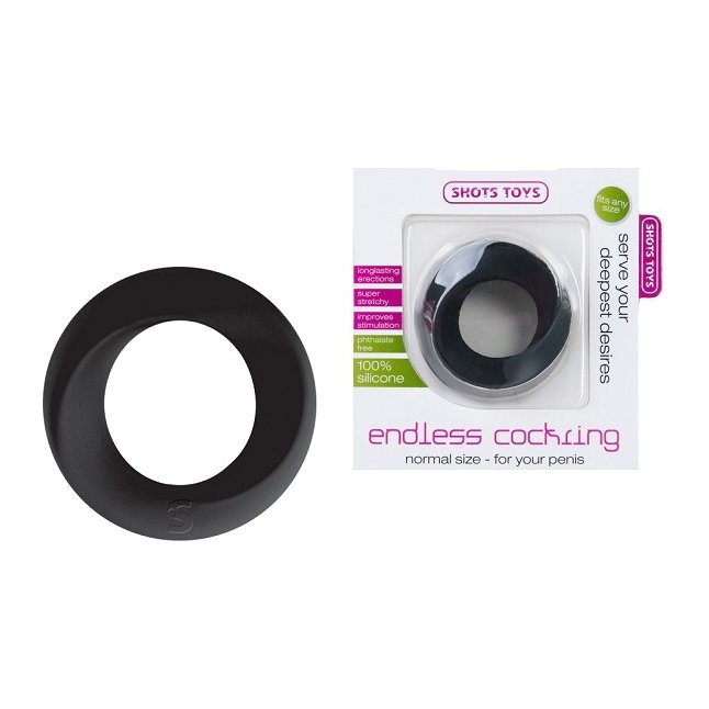 Эрекционное кольцо Endless Cocking Small черного цвета - Shots Toys