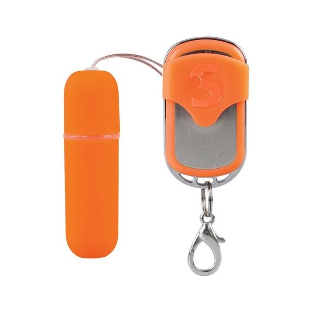 Оранжевая вибропуля Remote Vibrating Bullet с пультом ДУ - Shots Toys