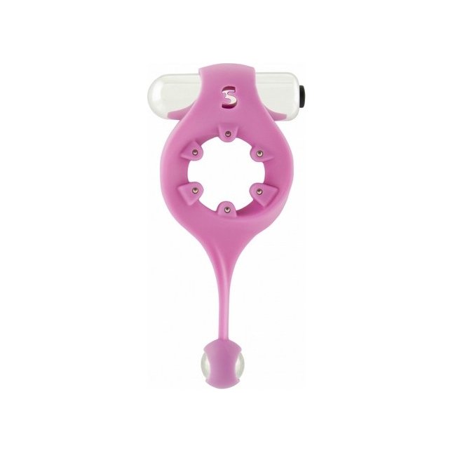 Розовое виброкольцо Vibrating Endless Cockring Magnet с шариком - Shots Toys