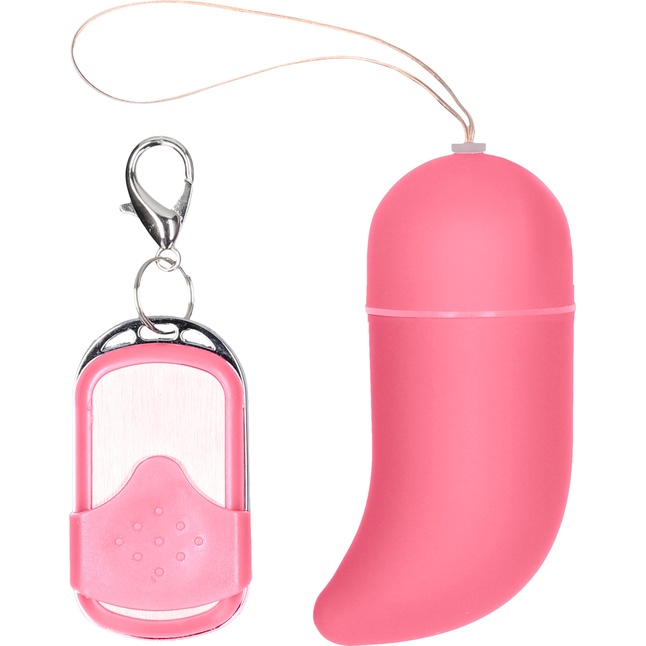 Розовое виброяйцо Vibrating G-spot Egg medium с пультом ДУ - Shots Toys