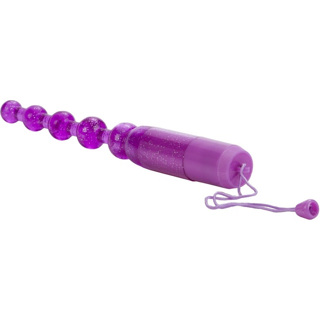 Фиолетовая анальная цепочка Waterproof Vibrating Pleasure Beads - Beads. Фотография 3.