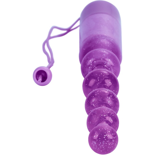 Фиолетовая анальная цепочка Waterproof Vibrating Pleasure Beads - Beads. Фотография 4.
