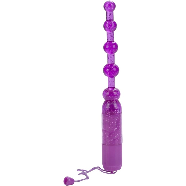 Фиолетовая анальная цепочка Waterproof Vibrating Pleasure Beads - Beads