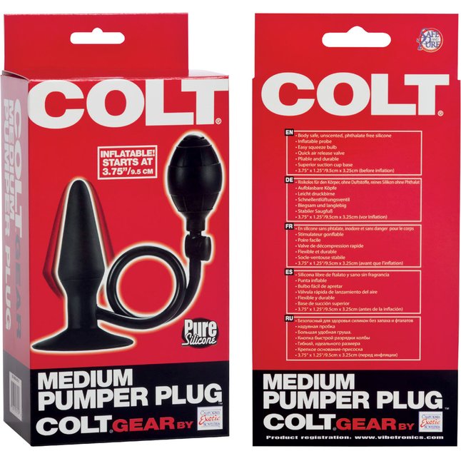 Анальная силиконовая пробка-расширитель COLT Medium Pumper Plug - 9,5 см - Colt. Фотография 2.