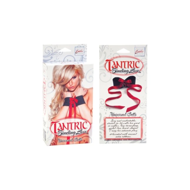 Наручники мягкие Tantric Binding Love Universal Cuffs черные с красным - Tantric Collection