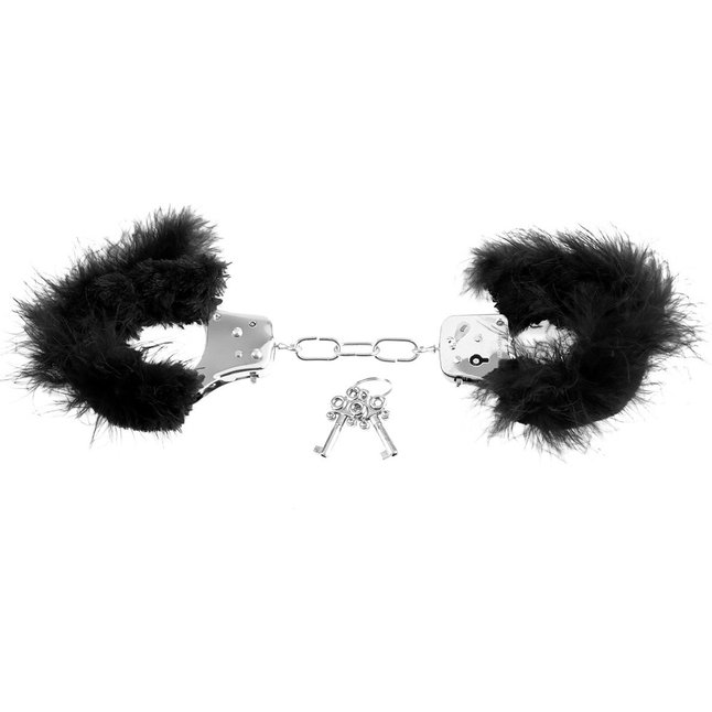 Металлические наручники Feather Love Cuffs с черным пухом - Fetish Fantasy Series. Фотография 2.