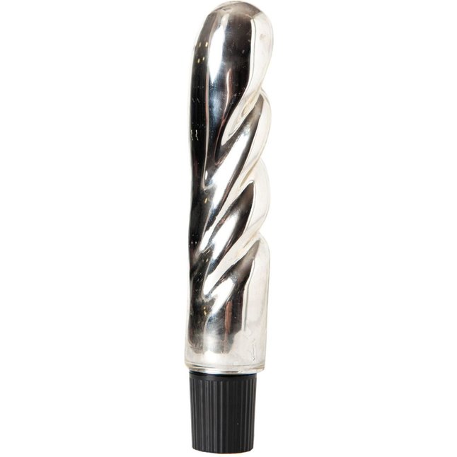 Серебристый стеклянный вибратор со спиралевидным рельефом - 17 см - Sexus Glass