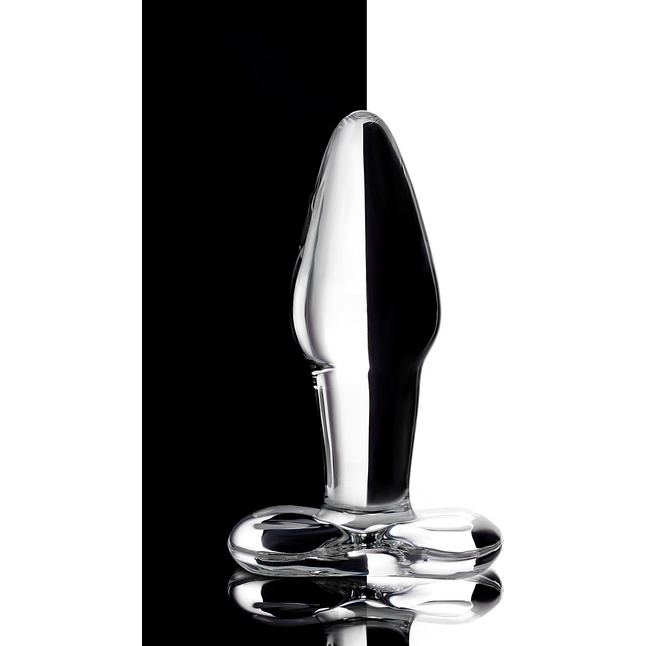 Стеклянная анальная втулка с ограничителем - 10,5 см - Sexus Glass. Фотография 7.