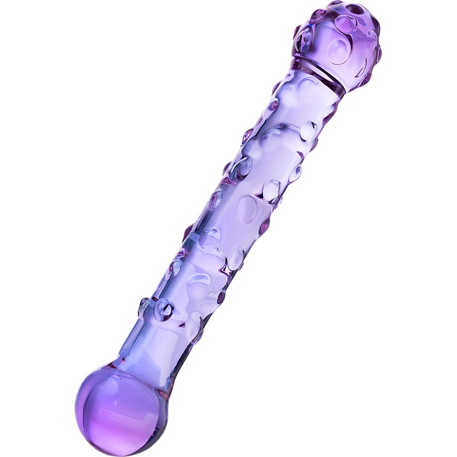 Фиолетовый стеклянный фаллоимитатор с шишечками - 19,5 см - Sexus Glass. Фотография 3.