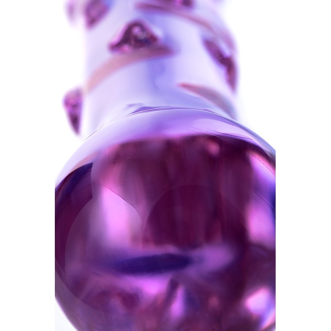 Фиолетовый стеклянный фаллоимитатор с шишечками - 19,5 см - Sexus Glass. Фотография 6.