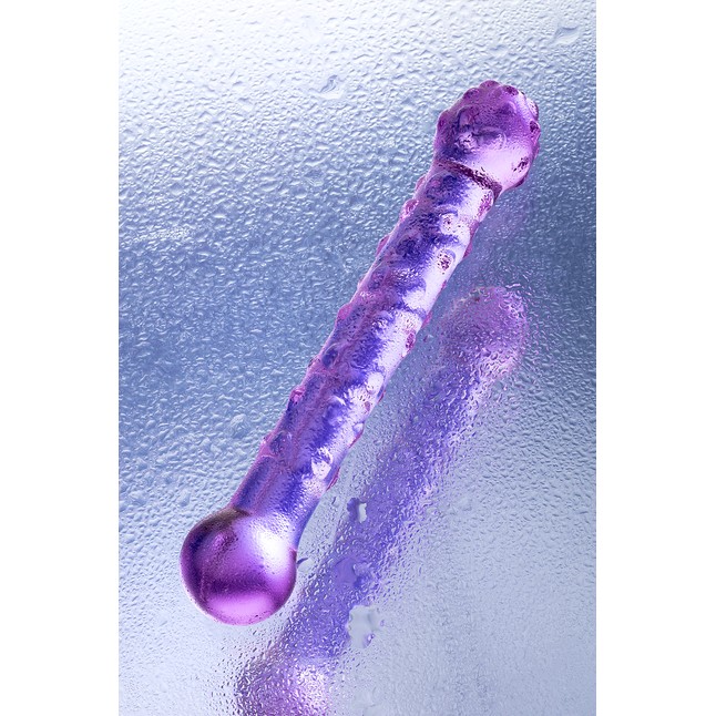 Фиолетовый стеклянный фаллоимитатор с шишечками - 19,5 см - Sexus Glass. Фотография 7.