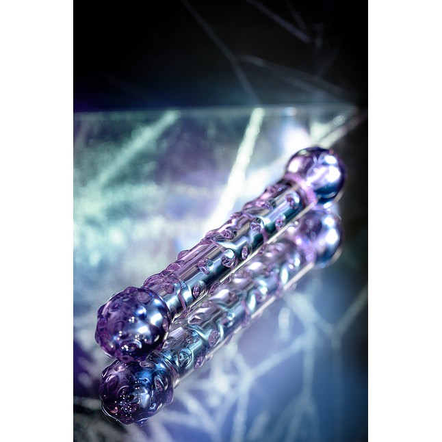 Фиолетовый стеклянный фаллоимитатор с шишечками - 19,5 см - Sexus Glass. Фотография 8.