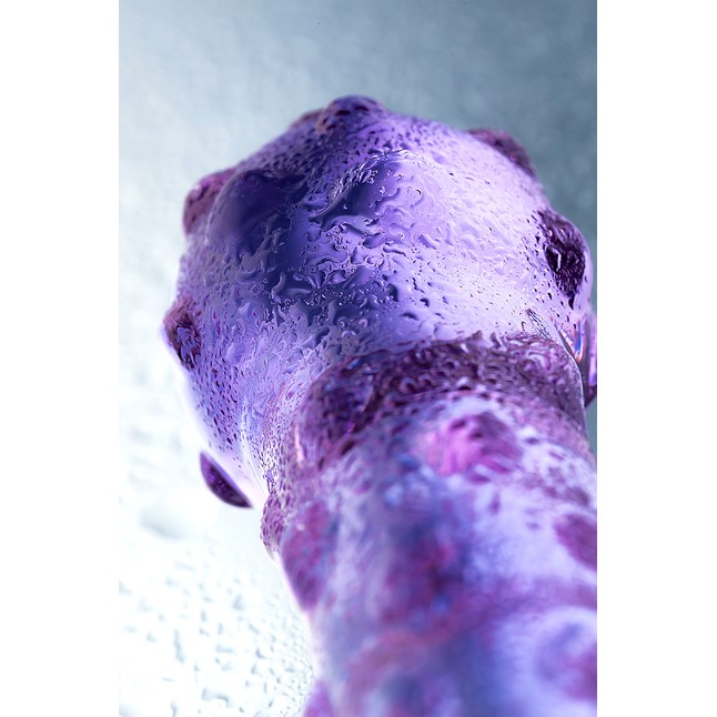 Фиолетовый стеклянный фаллоимитатор с шишечками - 19,5 см - Sexus Glass. Фотография 9.
