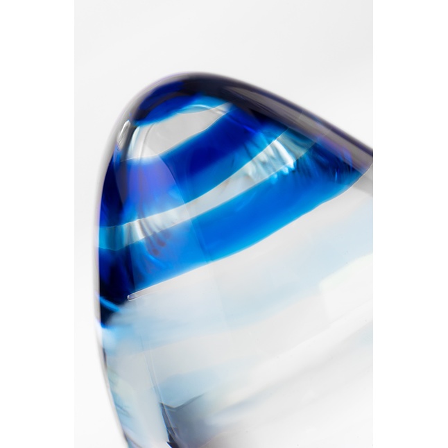 Стеклянная анальная втулка с синим кончиком - 11,5 см - Sexus Glass. Фотография 4.