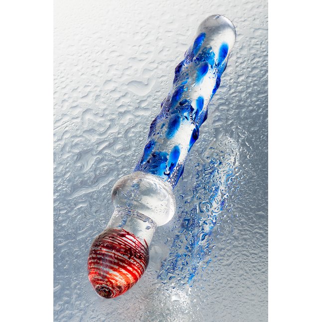 Стеклянный двусторонний фаллоимитатор с шишечками - 20 см - Sexus Glass. Фотография 7.