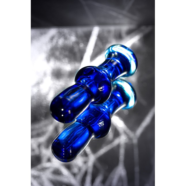 Синяя стеклянная анальная втулка - 13,5 см - Sexus Glass. Фотография 7.