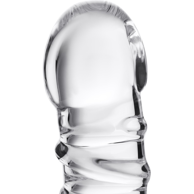 Фаллос со спиралевидным рельефом из прозрачного стекла - 16 см - Sexus Glass. Фотография 4.