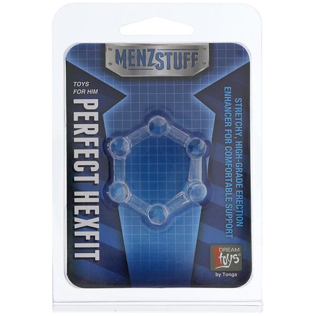 Прозрачное эрекционное кольцо MENZSTUFF PERFECT HEXFIT CLEAR - MenzStuff