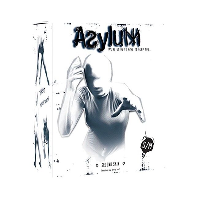 Белый кэтсьюит Asylum с маской на голову размера S/M - Asylum