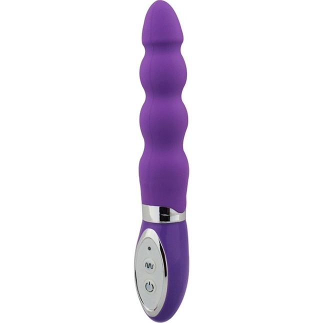 Фиолетовый вибратор с наплывами тельца Wild Pearls Beads Vibe - 18 см