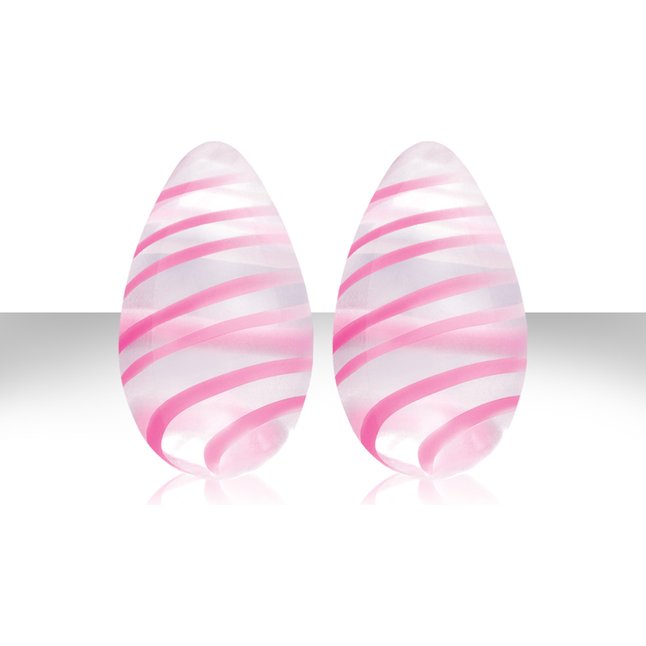 Прозрачные стеклянные вагинальные шарики Crystal Premium Glass Eggs Pink Strips - Crystal. Фотография 2.