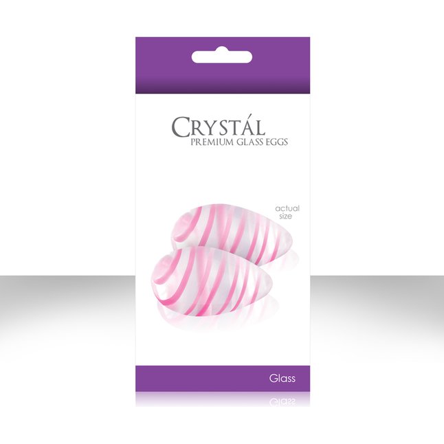 Прозрачные стеклянные вагинальные шарики Crystal Premium Glass Eggs Pink Strips - Crystal. Фотография 4.