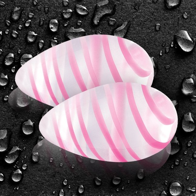 Прозрачные стеклянные вагинальные шарики Crystal Premium Glass Eggs Pink Strips - Crystal