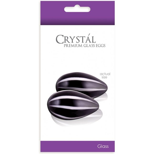Черные стеклянные вагинальные шарики Crystal Kegel Eggs - Crystal. Фотография 3.