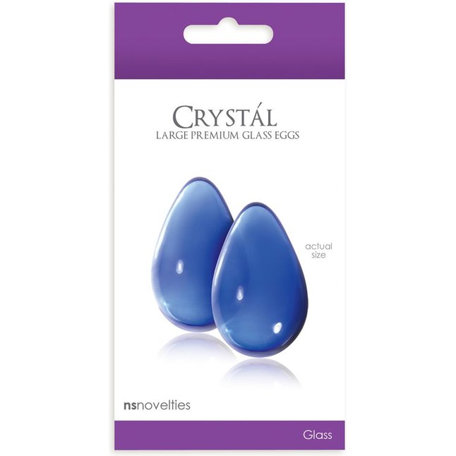 Большие синие стеклянные вагинальные шарики Crystal Kegel Eggs - Crystal