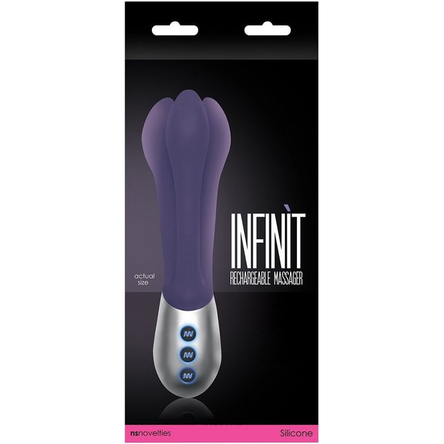 Фиолетовый вибратор Infinit с тремя гнущимися отростками - 20,3 см - Silicone Vibe Massagers. Фотография 2.