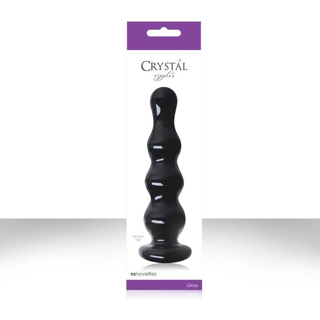 Черный стеклянный анальный стимулятор Crystal - Ripples - Crystal. Фотография 3.