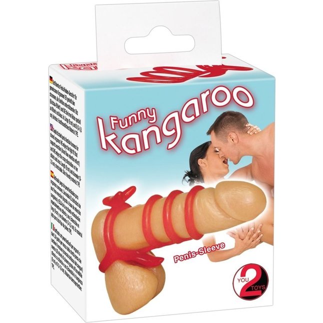 Красная рельефная насадка на пенис Funny Kangaroo - You2Toys. Фотография 3.